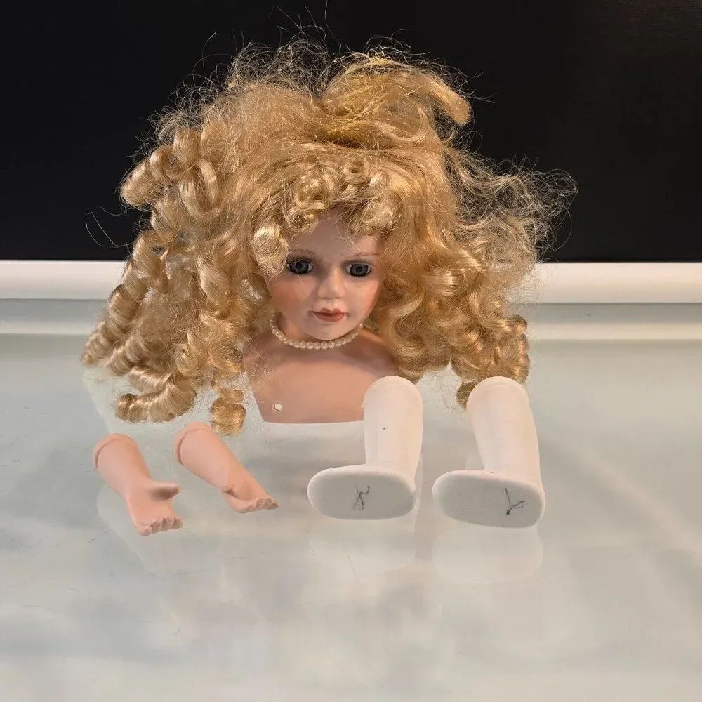 Goldenvale 1-2000 Porcelain Doll Parts 5 Piece Lot Head Arms Legs As Is